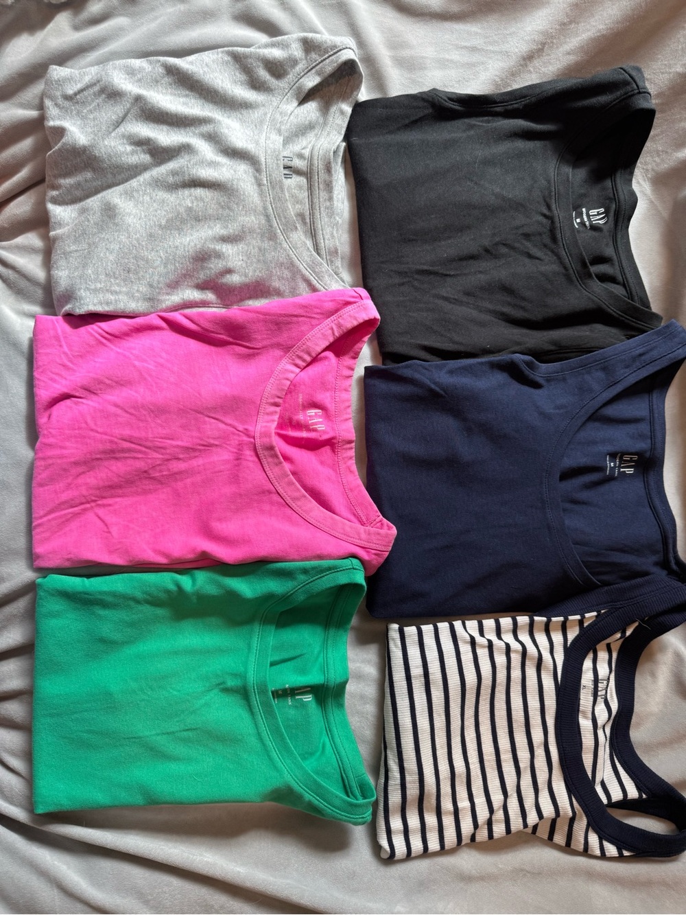GAP Women’s Tank & Tee Set - Pink, Green, Navy, Black, Gray, Striped